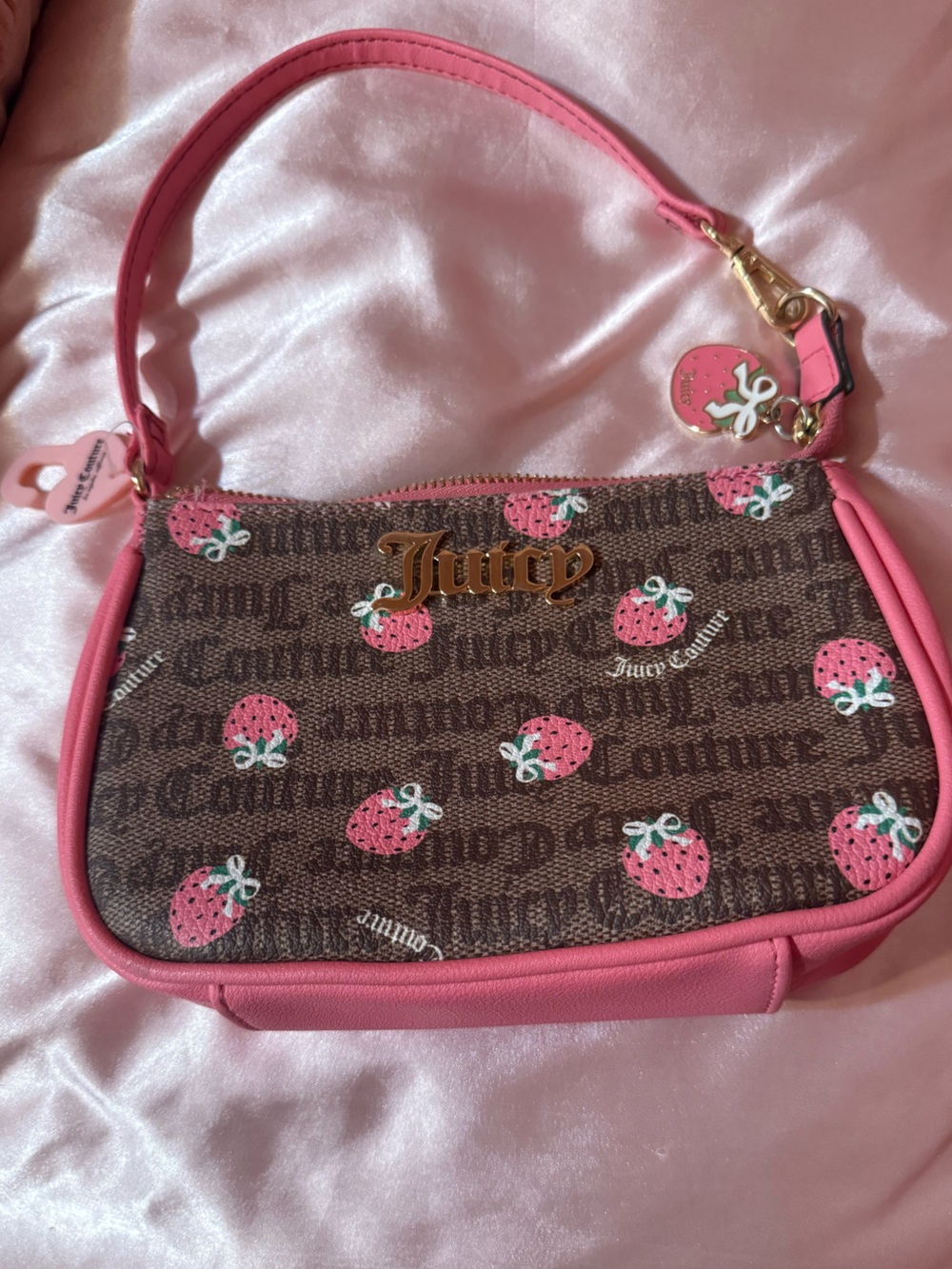 Juicy Couture Berry Sweet Strawberry print shoulder bad with Charm NEVER USED